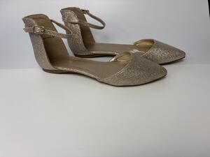 Dream Pairs Gold Ballerina Ballet Flat Ankle Strap Pointed Toe Flat Shoes 7.5